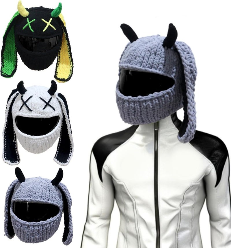 GORBUS Popular Motorcycle Helmets Covers Funny Rabbits Ear Plush Helmets Full Face Protective Covers for Fun Rides and Gifts - Image 2